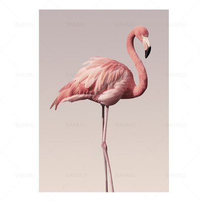 Romantic Flamingo Rose Sea Wave Print Animal Painting Modern Wall Art Poster Home Decoration