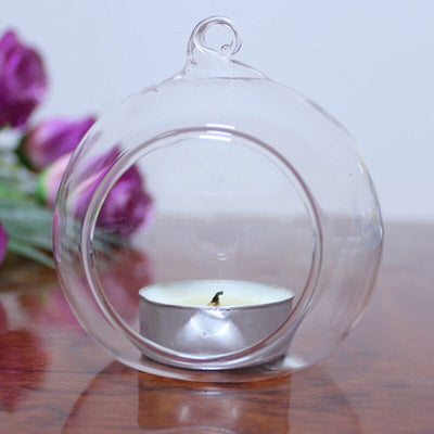 Candlestick Ball Globe Shape Clear Hanging Glass Vase Flower Plants