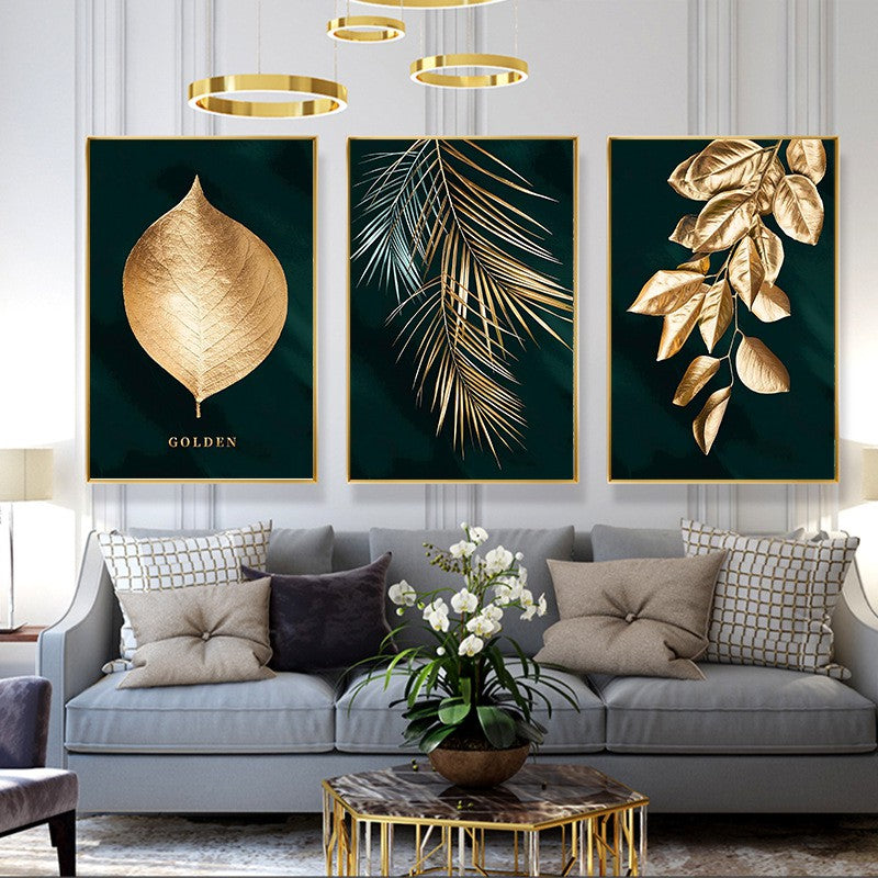 Golden Plant Leaves Photo Poster Decorative Poster Home Living Room Decorations