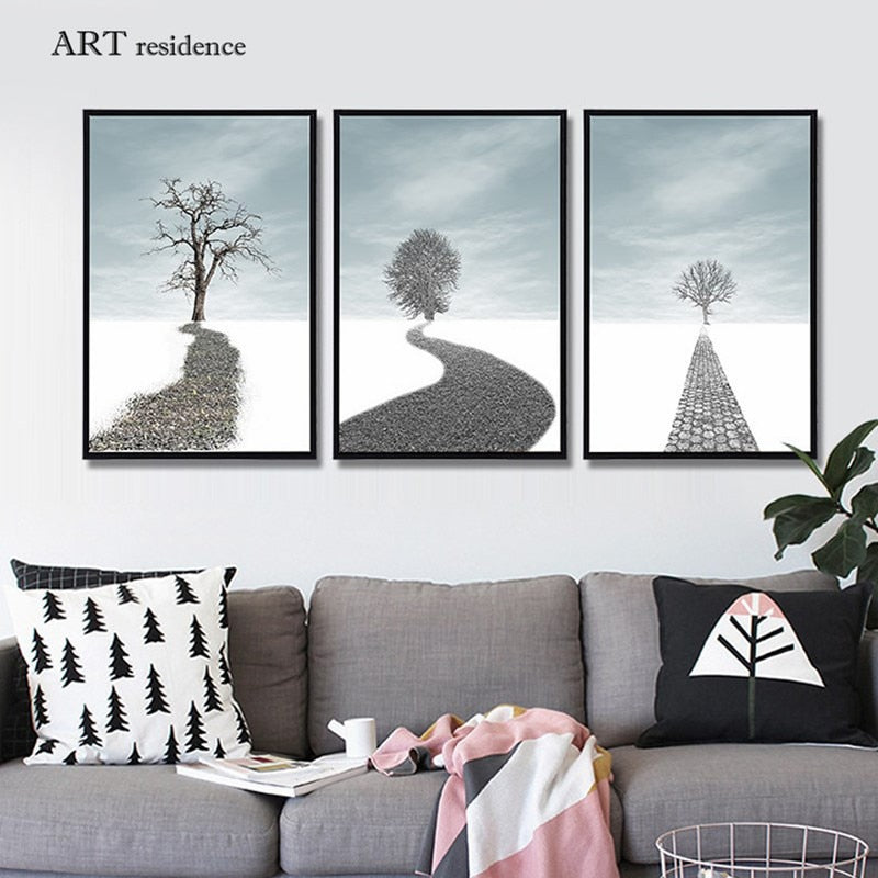 ARTRESIDENCE Modern art horizon tree view poster oil painting canvas painting mural living room bedroom decorator